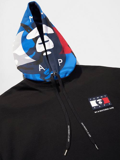 Black Tommy Hilfiger Tommy X AAPE Full Face Men's Hoodie | TH586VKI