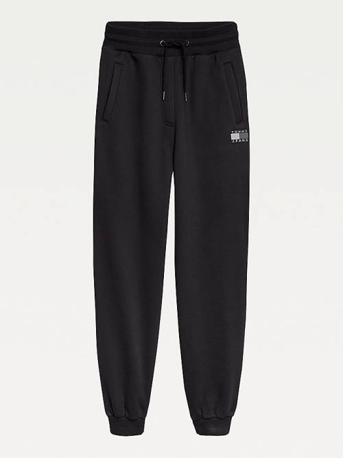 Black Tommy Hilfiger Tonal Tommy Badge Joggers Women's Pants | TH350HCN