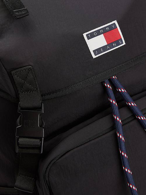 Black Tommy Hilfiger Travel Flap Backpack Men's Bags | TH197GHO