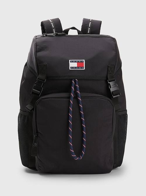 Black Tommy Hilfiger Travel Flap Backpack Men\'s Bags | TH197GHO