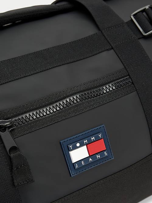 Black Tommy Hilfiger Urban Tommy Badge Two-Way Duffle Men's Bags | TH687QLJ