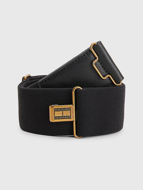 Black Tommy Hilfiger Vegan Leather High Waist Women\'s Belts | TH541HTC