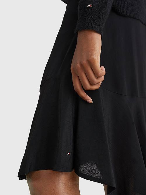 Black Tommy Hilfiger Viscose Crepe Relaxed Fit Women's Skirts | TH176EYP