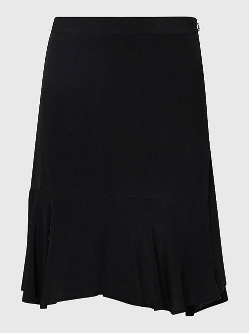 Black Tommy Hilfiger Viscose Crepe Relaxed Fit Women's Skirts | TH176EYP