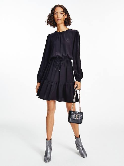 Black Tommy Hilfiger Viscose Fit and Flare Women's Dress | TH825GAI