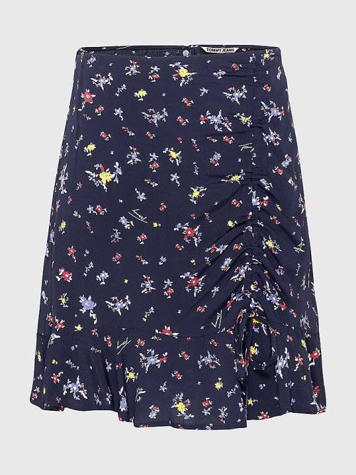 Black Tommy Hilfiger Viscose Floral Print Mini Women's Skirts | TH967UQZ