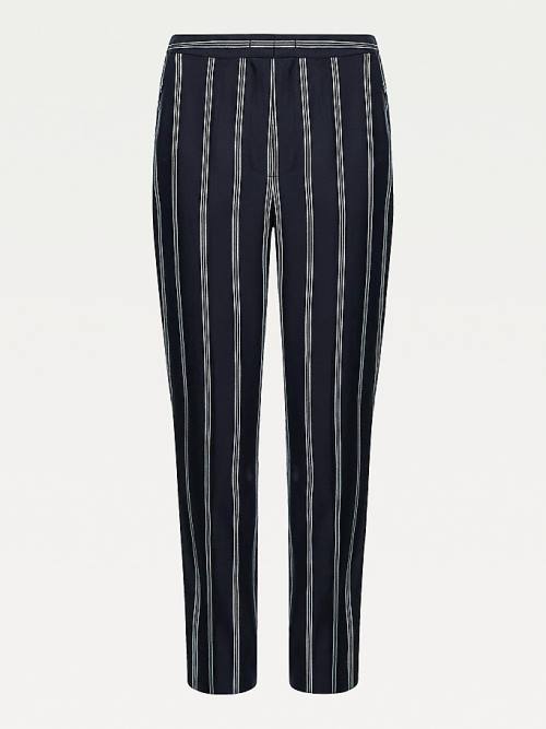 Black Tommy Hilfiger Viscose Stripe Tapered Women's Pants | TH857EKO