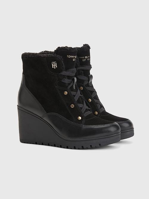 Black Tommy Hilfiger Warm Lined Wedge Ankle Women\'s Boots | TH871CSM