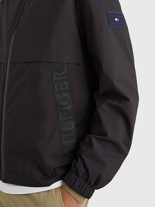 Black Tommy Hilfiger Water Repellent Hooded Men's Jackets | TH846BNV