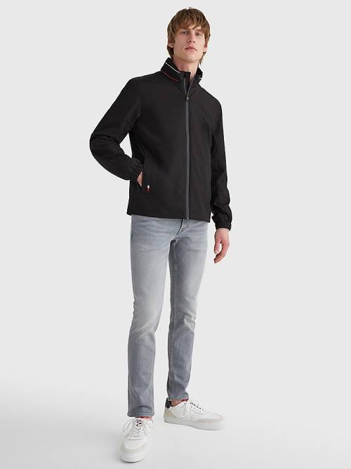 Black Tommy Hilfiger Water Repellent Stand-Up Collar Men's Jackets | TH592CVT