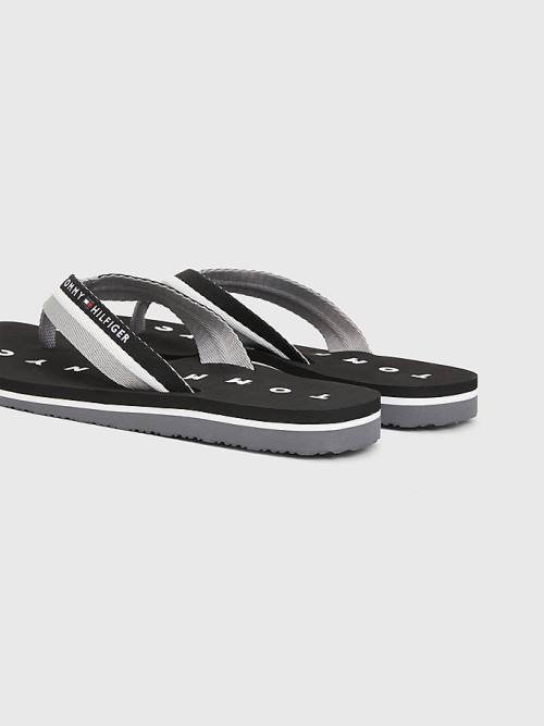 Black Tommy Hilfiger Webbing Beach Women's Sandals | TH596OGJ