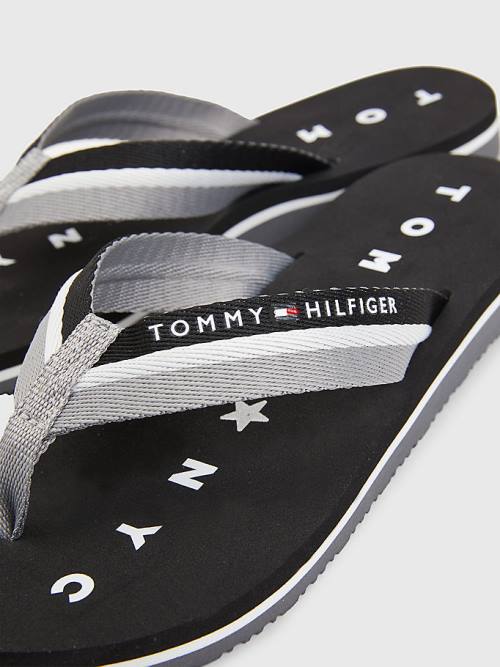 Black Tommy Hilfiger Webbing Beach Women's Sandals | TH596OGJ