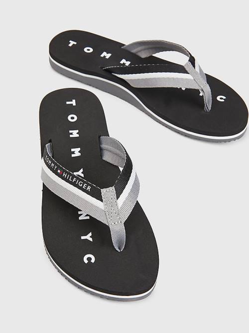 Black Tommy Hilfiger Webbing Beach Women's Sandals | TH596OGJ