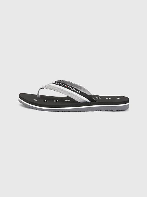 Black Tommy Hilfiger Webbing Beach Women's Sandals | TH596OGJ