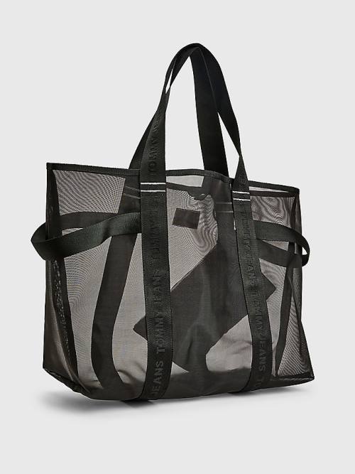 Black Tommy Hilfiger Weekender Webbing Tote Women's Bags | TH089MZB