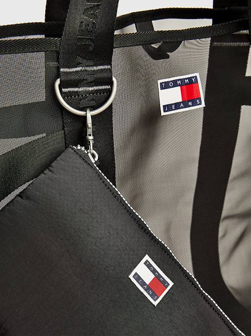 Black Tommy Hilfiger Weekender Webbing Tote Women's Bags | TH089MZB