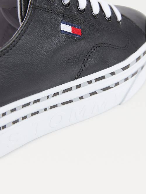 Black Tommy Hilfiger Zebra Print Platform Women's Sneakers | TH730RNS