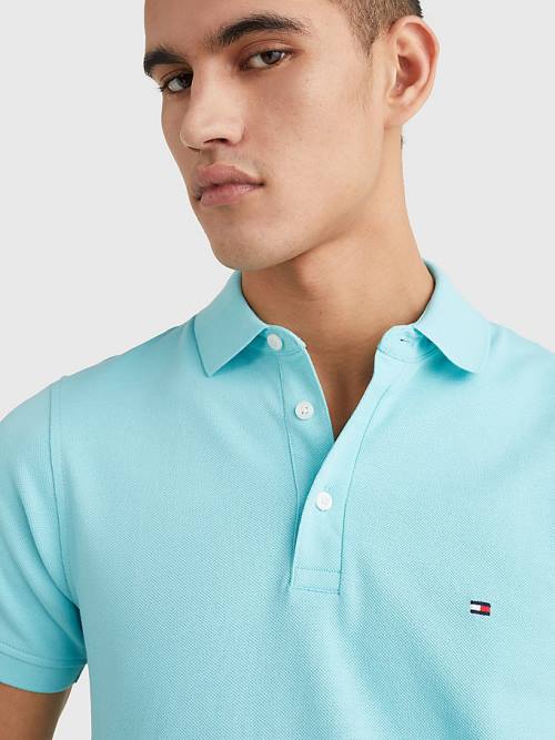 Blue Tommy Hilfiger 1985 Essential Slim Fit Men's Polo Shirts | TH081YAF