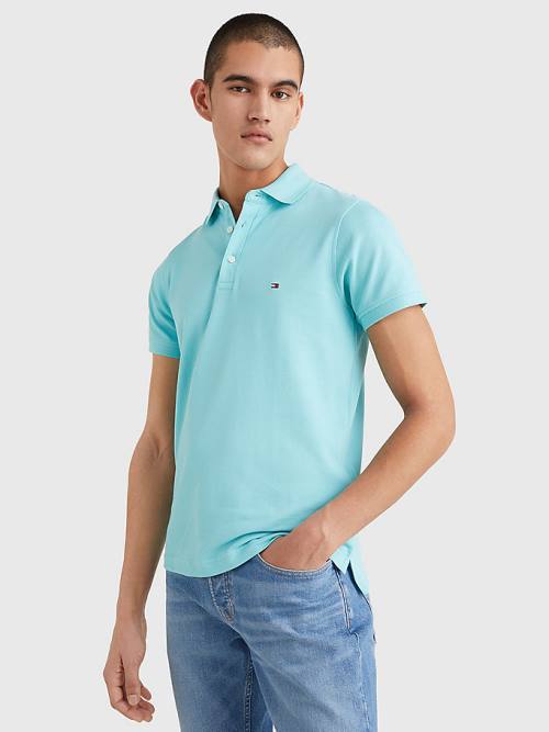 Blue Tommy Hilfiger 1985 Essential Slim Fit Men\'s Polo Shirts | TH081YAF