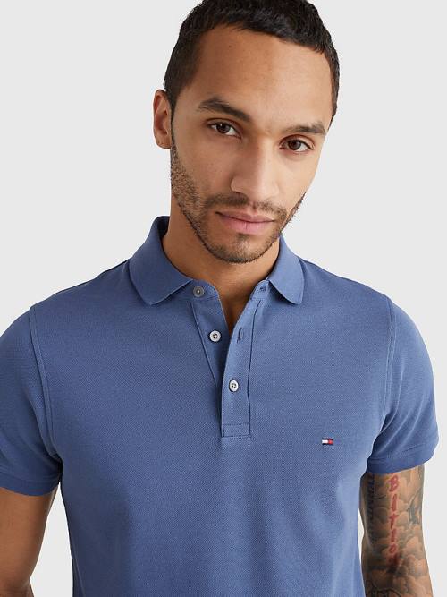 Blue Tommy Hilfiger 1985 Essential Slim Fit Men's Polo Shirts | TH108OQE