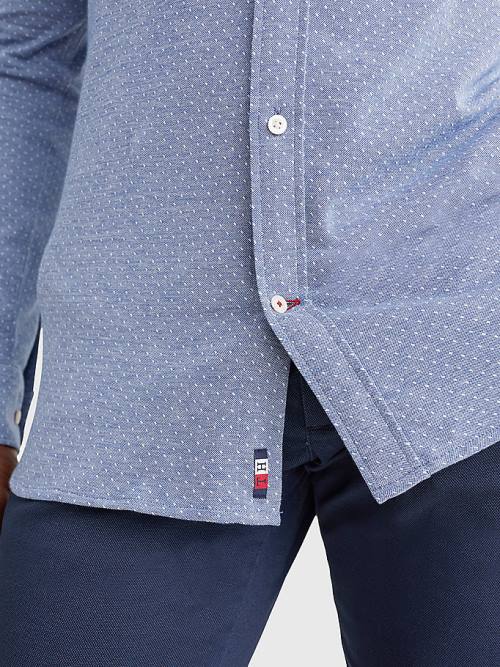 Blue Tommy Hilfiger 1985 Essential Slim Fit Knitted Men's Shirts | TH125ZLQ