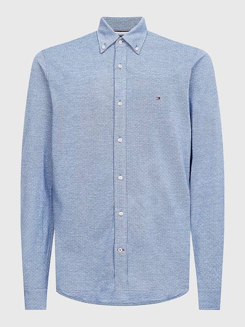 Blue Tommy Hilfiger 1985 Essential Slim Fit Knitted Men\'s Shirts | TH125ZLQ