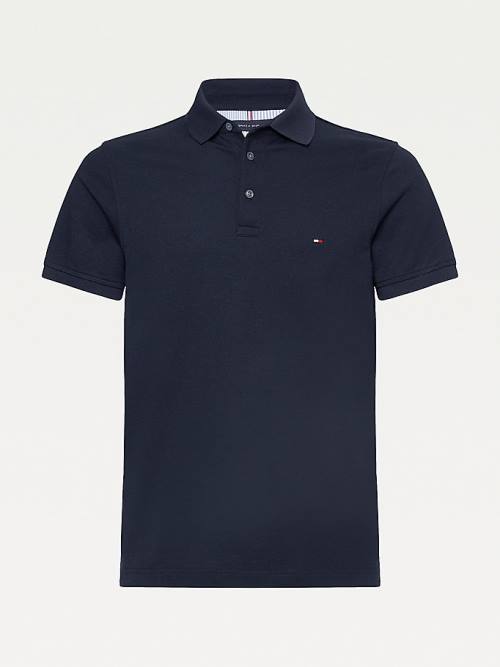 Blue Tommy Hilfiger 1985 Essential Slim Fit Men's Polo Shirts | TH137IXD