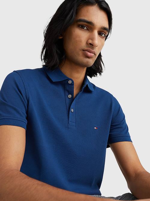 Blue Tommy Hilfiger 1985 Essential Slim Fit Men's Polo Shirts | TH783TGB