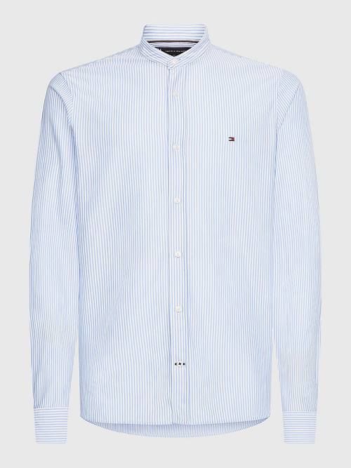 Blue Tommy Hilfiger 1985 Essential Stripe Slim Fit Men\'s Shirts | TH867EGT