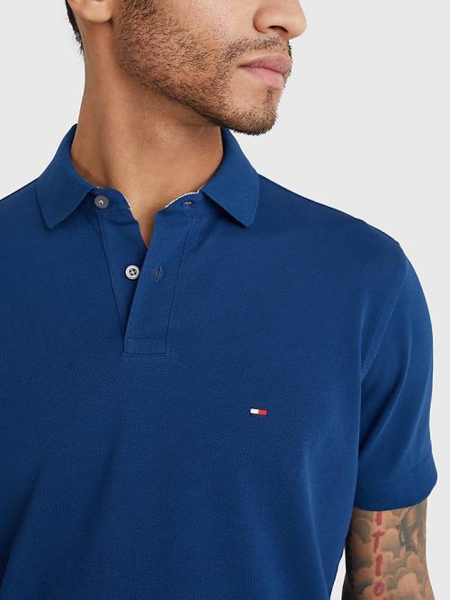 Blue Tommy Hilfiger 1985 Essential TH Flex Men's Polo Shirts | TH079RGI