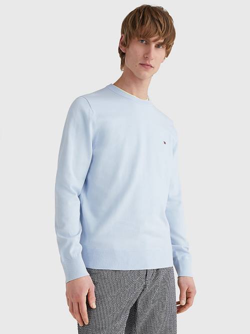 Blue Tommy Hilfiger 1985 Essential TH Flex Sweatshirt Men\'s Sweaters | TH132BWZ