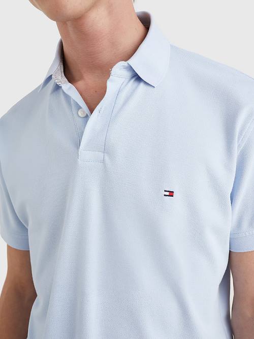 Blue Tommy Hilfiger 1985 Essential TH Flex Men's Polo Shirts | TH254QVA