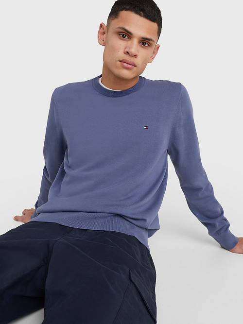 Blue Tommy Hilfiger 1985 Essential TH Flex Sweatshirt Men's Sweaters | TH326EWD