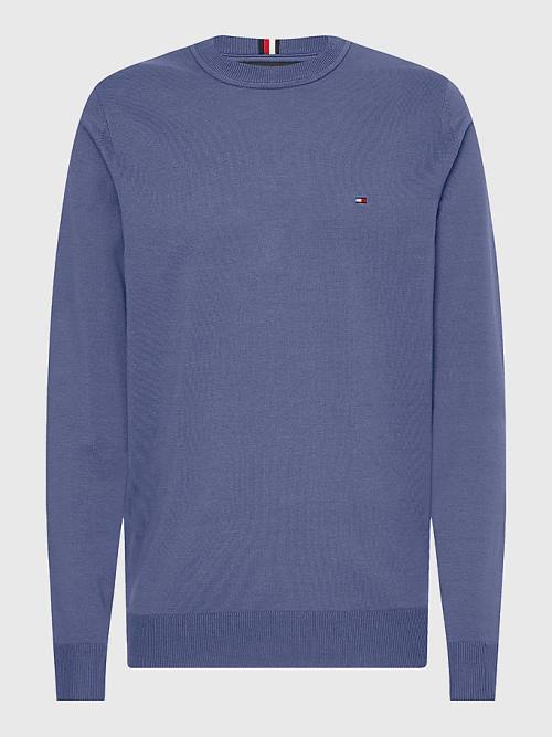 Blue Tommy Hilfiger 1985 Essential TH Flex Sweatshirt Men's Sweaters | TH326EWD