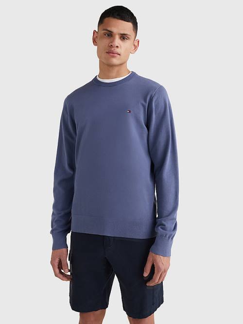 Blue Tommy Hilfiger 1985 Essential TH Flex Sweatshirt Men\'s Sweaters | TH326EWD