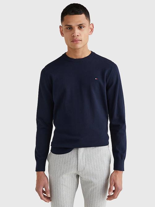 Blue Tommy Hilfiger 1985 Essential TH Flex Sweatshirt Men\'s Sweaters | TH650FQD