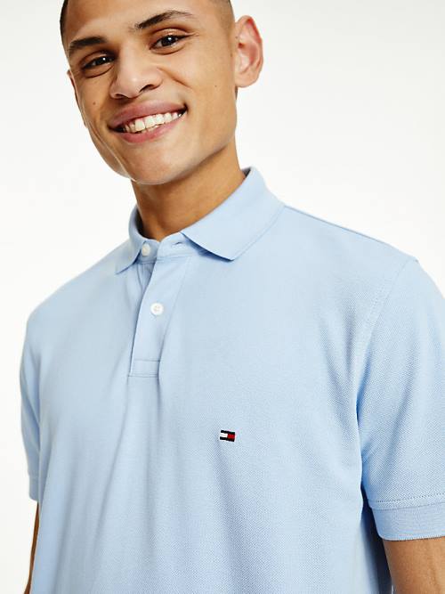 Blue Tommy Hilfiger 1985 Essential TH Flex Men's Polo Shirts | TH817EDQ