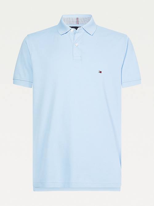 Blue Tommy Hilfiger 1985 Essential TH Flex Men's Polo Shirts | TH817EDQ