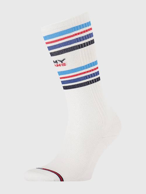 Blue Tommy Hilfiger 1-Pack Stripe Knee High Men\'s Socks | TH168SEH