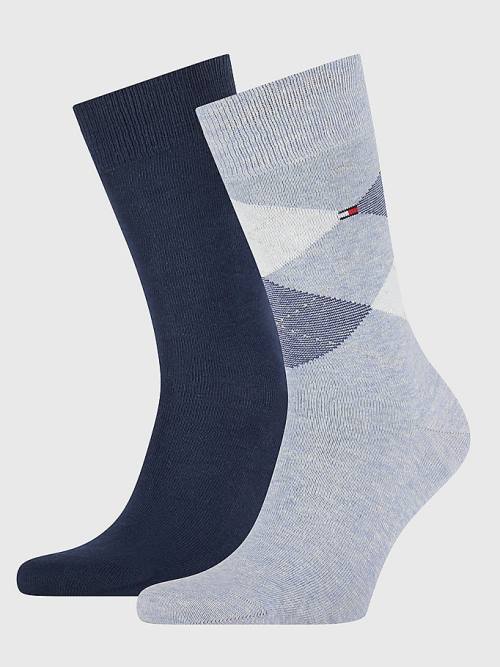 Blue Tommy Hilfiger 2-Pack Argyle Mix Men\'s Socks | TH124OBK