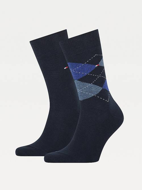 Blue Tommy Hilfiger 2-Pack Argyle Mix Men\'s Socks | TH376KOP