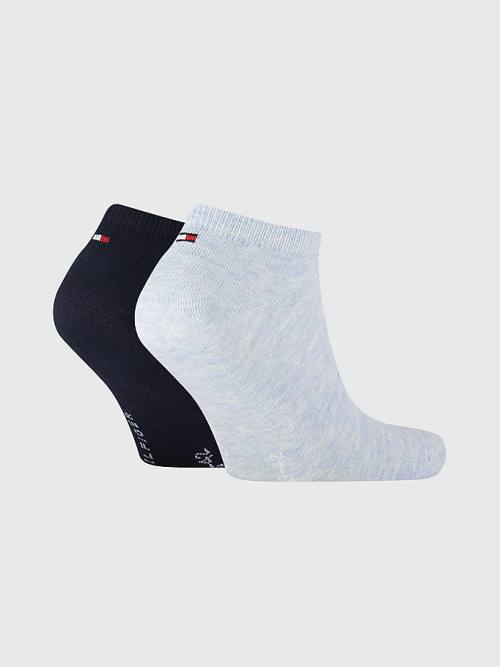 Blue Tommy Hilfiger 2-Pack Flag Trainer Men's Socks | TH483KGQ