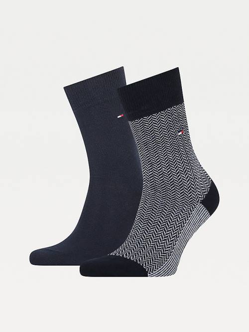 Blue Tommy Hilfiger 2-Pack Herringbone Neppy Men\'s Socks | TH304UKV