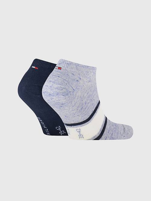 Blue Tommy Hilfiger 2-Pack Multicolour Melange Trainer Men's Socks | TH586EHX