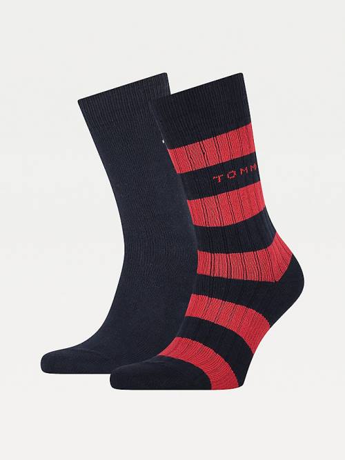 Blue Tommy Hilfiger 2-Pack Rib-Knit Rugby Men\'s Socks | TH296DHV