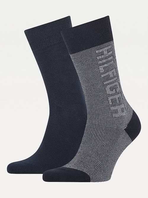 Blue Tommy Hilfiger 2-Pack Rib Men\'s Socks | TH164TNK