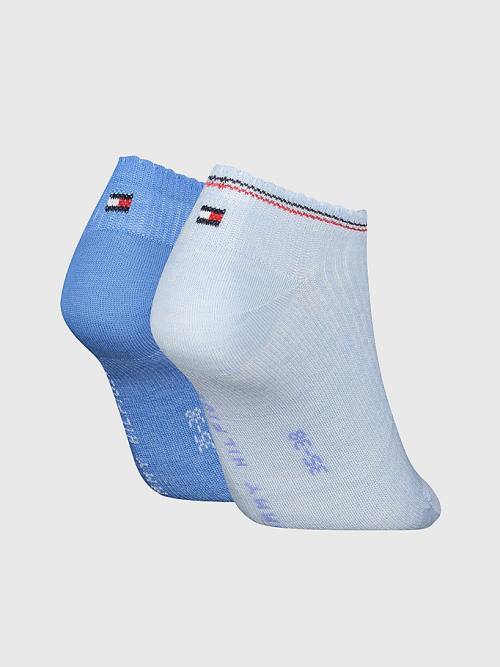 Blue Tommy Hilfiger 2-Pack Ribbed Trainer Women's Socks | TH012WMY