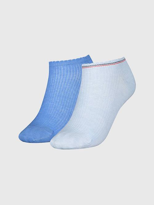 Blue Tommy Hilfiger 2-Pack Ribbed Trainer Women\'s Socks | TH012WMY