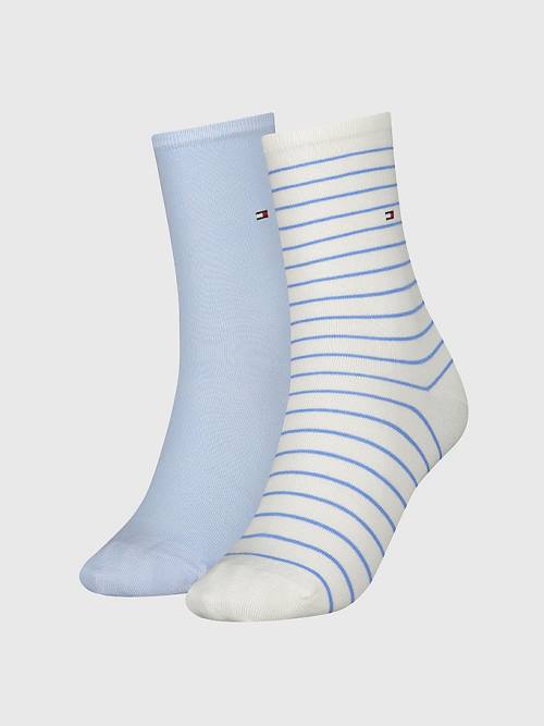 Blue Tommy Hilfiger 2-Pack Slim Stripe Women\'s Socks | TH173KYV