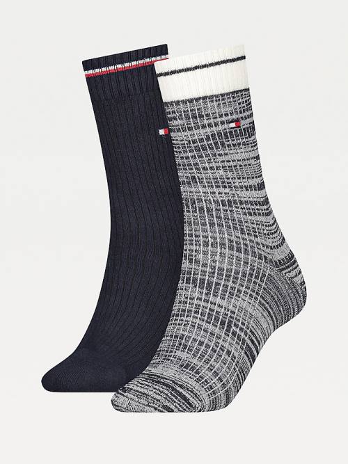 Blue Tommy Hilfiger 2-Pack Stretch Cotton Ribbed Women\'s Socks | TH573EZP